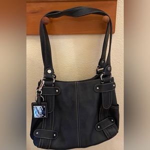 Tagnanello Leather Double Handle Satchel/Shoulder Bag. Black. Like new.